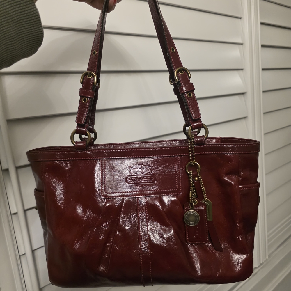 Coach Maroon Leather Shoulder Bag - Polished Tote